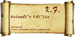 Kolesár Félix névjegykártya